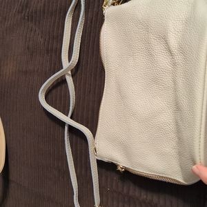 Genuine leather Jermaine Fuentes NEW beige shoulder/ crossbody Standing Ovation"